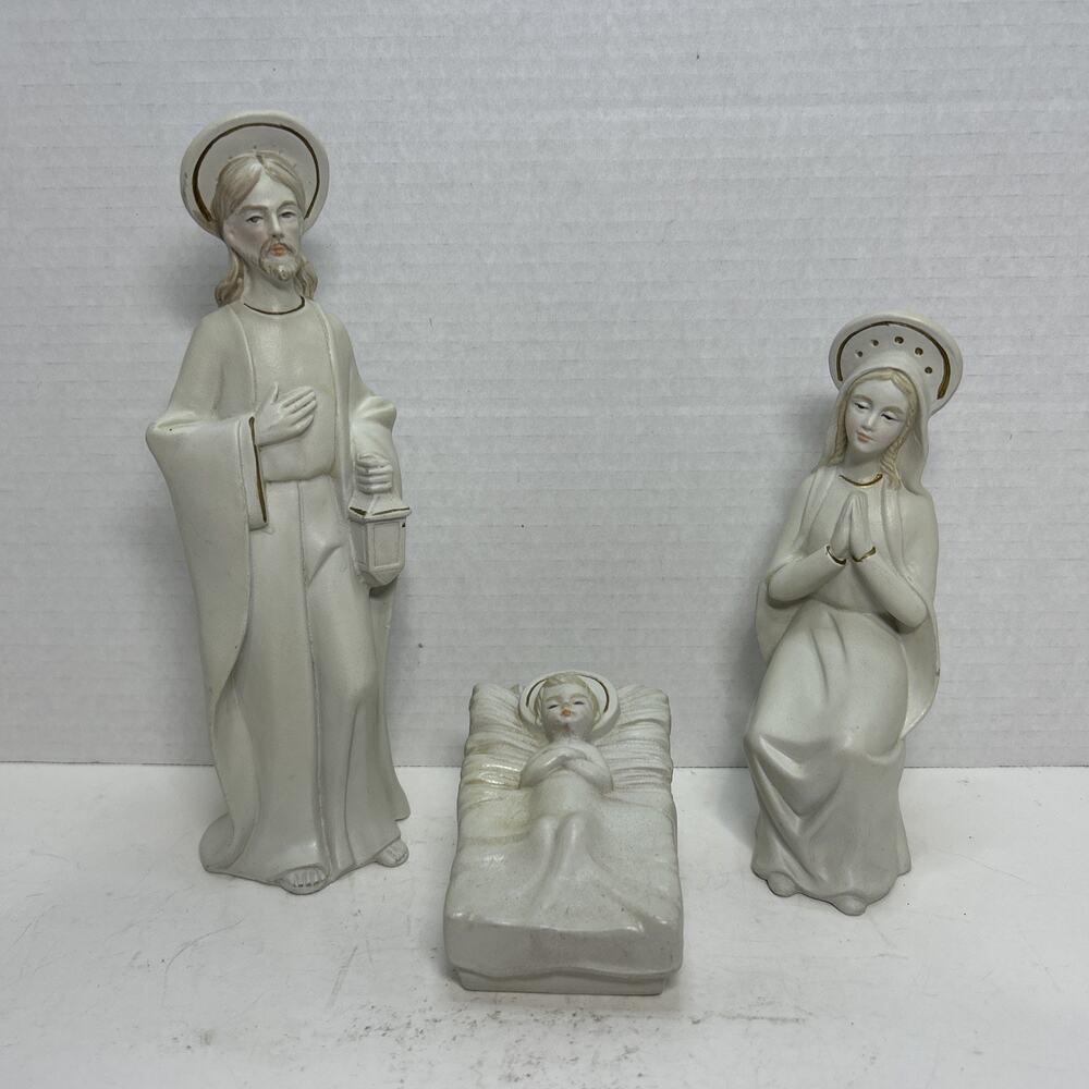 Vtg Dickmal Paper Mâché Nativity-Mary, Jesus, Joseph- Set Of 3 Handcraft Japan